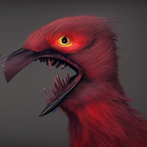 Image similar to A bird with the thirst for blood, hyperdetailed, artstation, cgsociety, 8k