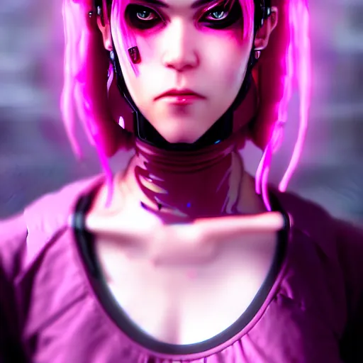 Image similar to female cyberpunk in pink and black, very detailed, realistic face, detailed face, matte, tonemapping, bbwchan, perfection, 4 k, cushart krenz