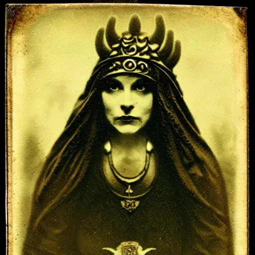 Image similar to daugerreotype of cthulhu priestess