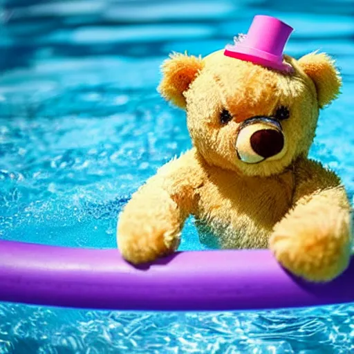 Image similar to teddy bear playing in a pool