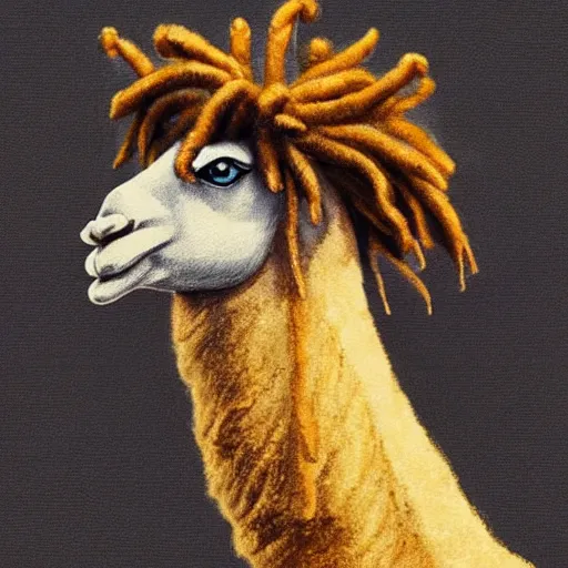 Prompt: llama with dreadlocks, heroic pose, by Edward Hopper, 4k, artstation