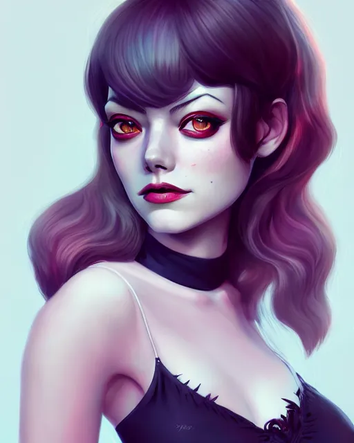 Image similar to a portrait of a beautiful full body Emma Stone vampire, art by lois van baarle and loish and ross tran and rossdraws and sam yang and samdoesarts and artgerm, digital art, highly detailed, intricate, sharp focus, Trending on Artstation HQ, deviantart, unreal engine 5, 4K UHD image