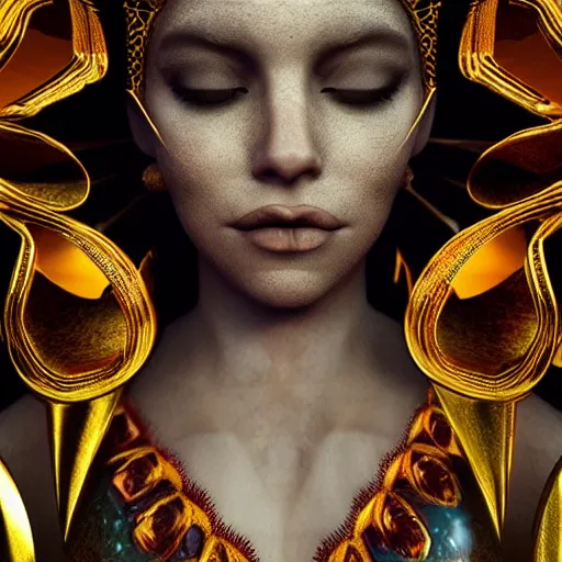 Prompt: queen of sorrow, 4 k, intricate, jaw dropping, gorgeous, surreal, octane render