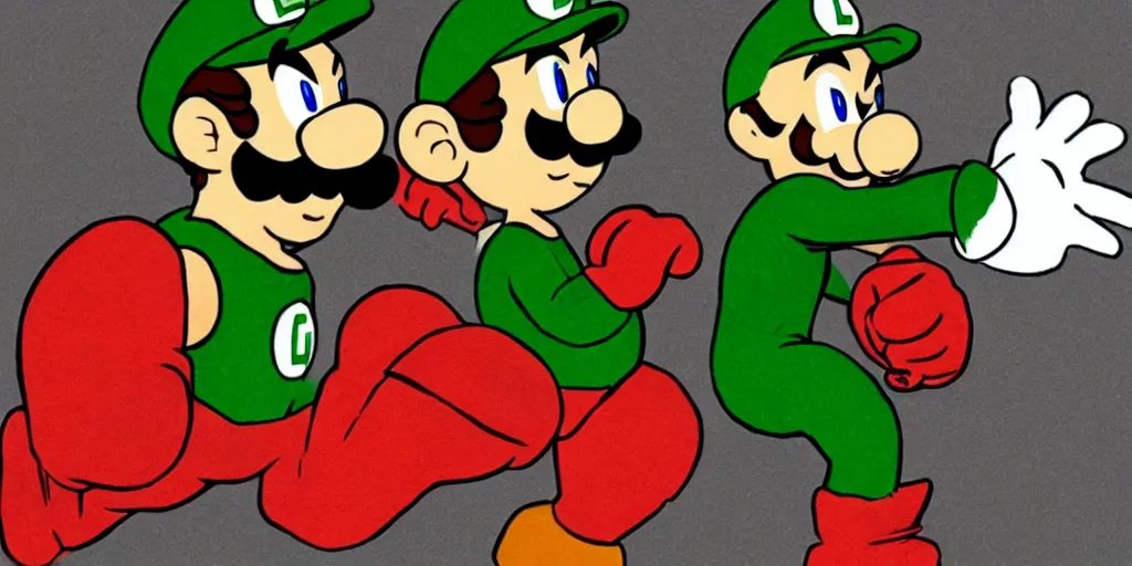 Prompt: Luigi as Green Lantern fighting Mario as Red Lantern