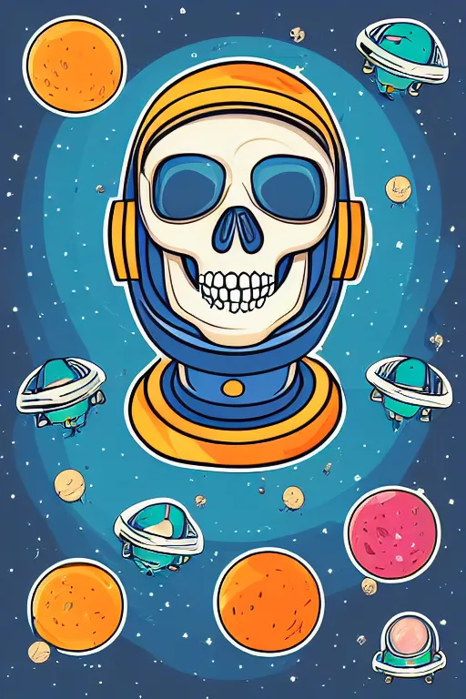 Image similar to A portrait of a skeleton as an astronaut in space, sticker, colorful, illustration, highly detailed, smooth and clean vector curves, no jagged lines, vector art, smooth