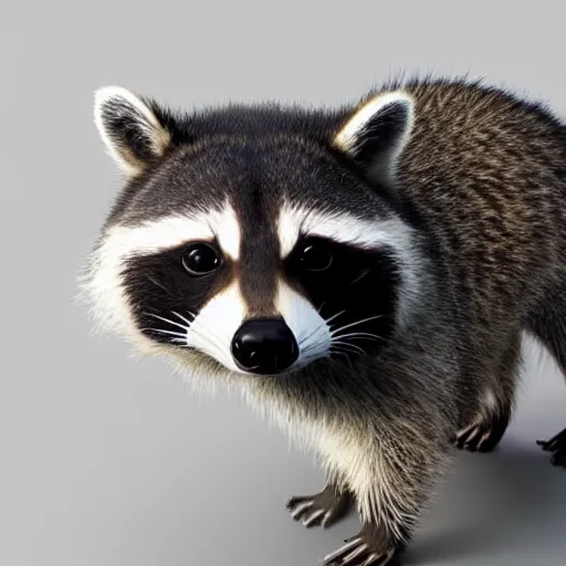 Image similar to low polygon render of a raccoon on a white background, isometric 3 d, ultra hd