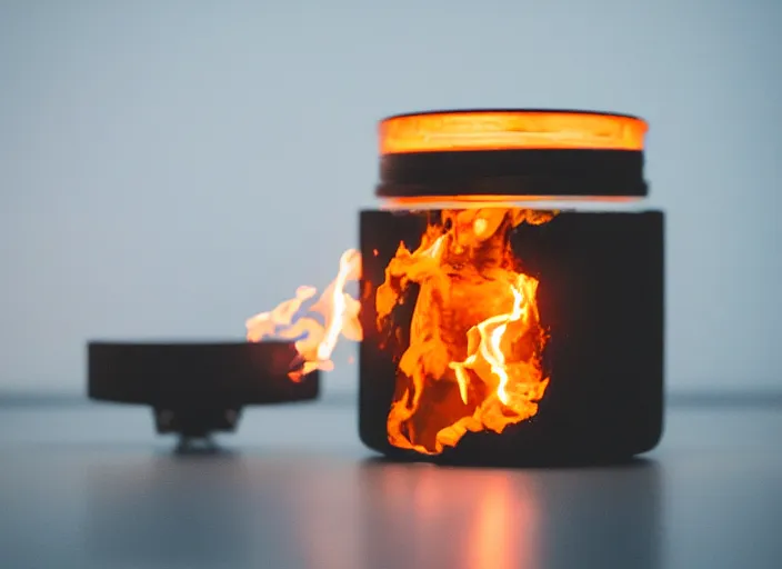 Image similar to dslr photograph of a jar filled with fire, 8 5 mm f 1. 8