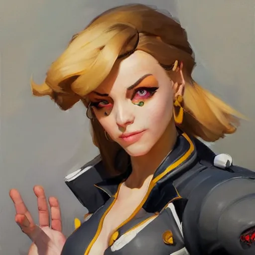 Image similar to greg manchess portrait painting of alice zuberg as overwatch character, medium shot, asymmetrical, profile picture, organic painting, sunny day, matte painting, bold shapes, hard edges, street art, trending on artstation, by huang guangjian and gil elvgren and sachin teng