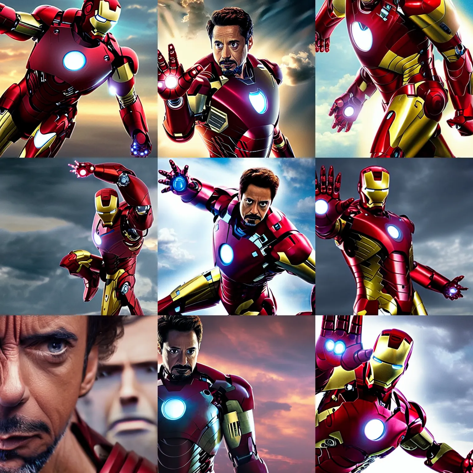 Prompt: Iron Man watching an Iron Man movie, cinematic, photorealistic, highly detailed