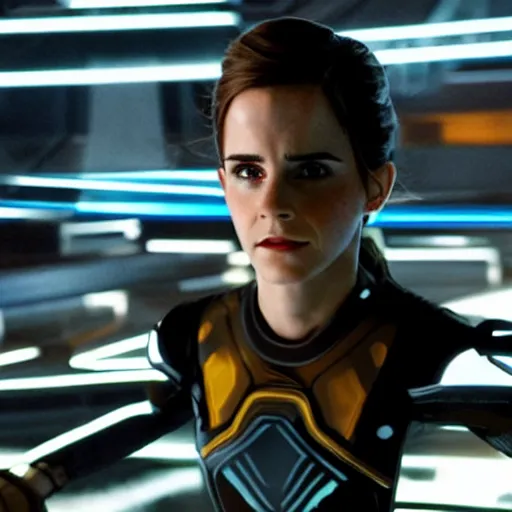 Image similar to movie still of emma watson in tron : legacy