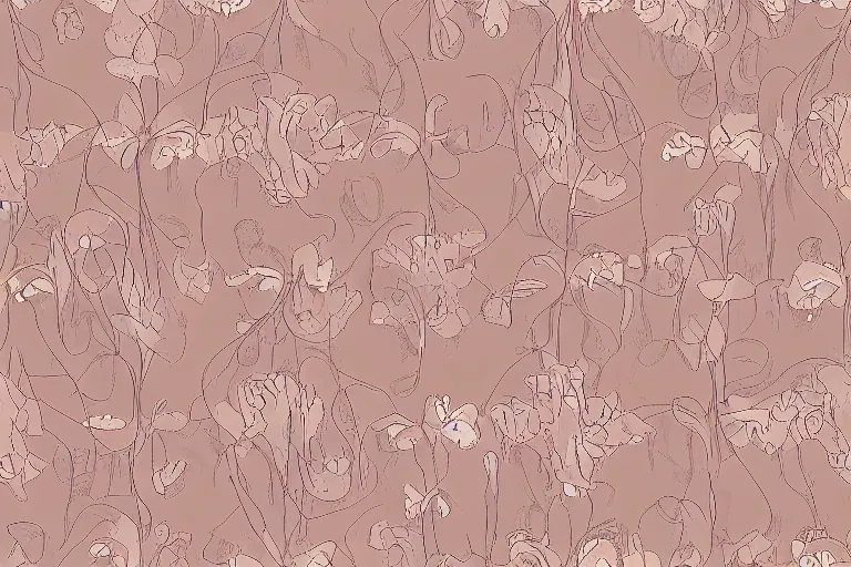 Prompt: elegant pattern of blush toned rustic flowers isolated in a solid background : : art nouveau