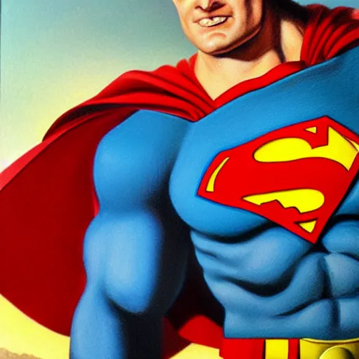 Image similar to ultra - realistic head and shoulders portrait painting of superman. art by ken kelly. 4 k. ultra - realistic. highly detailed. epic lighting