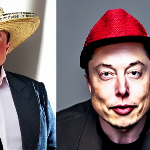 Prompt: a sombrero with elon musk, photo, full body, portrait