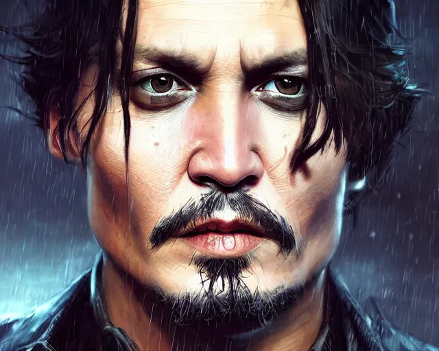 Prompt: highly detailed portrait of johnny depp as bruce wayne, in batman : arkham knight, stephen bliss, unreal engine, fantasy art by greg rutkowski, loish, rhads, ferdinand knab, makoto shinkai and lois van baarle, ilya kuvshinov, rossdraws, tom bagshaw, global illumination, radiant light, detailed and intricate environment