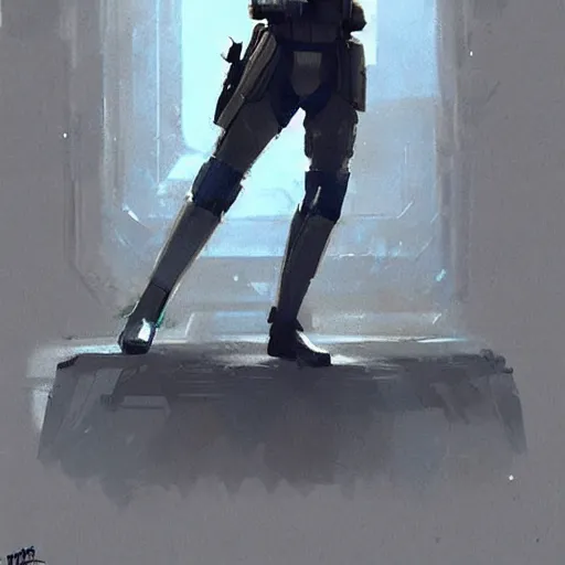 Prompt: star wars concept art by greg rutkowski, soldier wearing a blue and black tactical gear, digital painting, artstation, concept art, smooth, sharp foccus ilustration, artstation hq