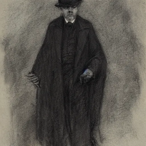 Prompt: portrait of an occult detective by alfred stevens in charcoal