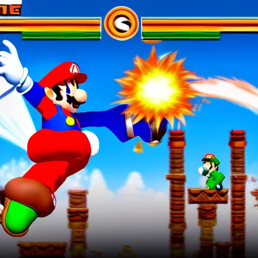 Prompt: super mario as a street fighter character. screenshot.