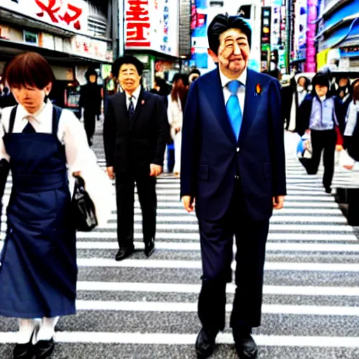 Prompt: shinzo abe in akihabara