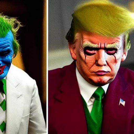 Prompt: donald trump cosplaying as the joker