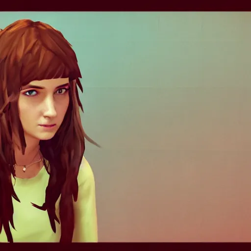 Image similar to a teenager girl with long hair in the style of the game life is strange