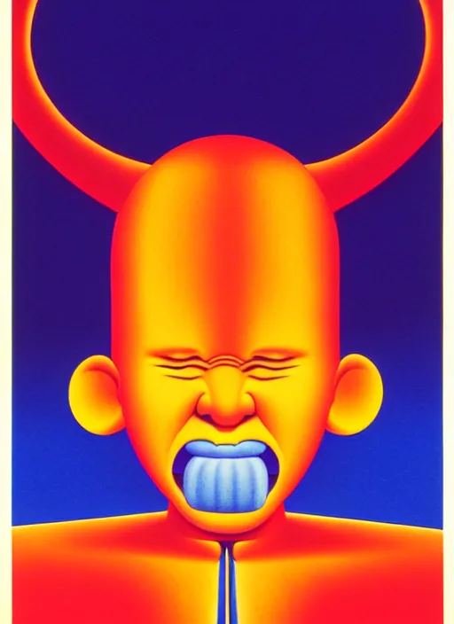 Image similar to devil by shusei nagaoka, kaws, david rudnick, airbrush on canvas, pastell colours, cell shaded, 8 k