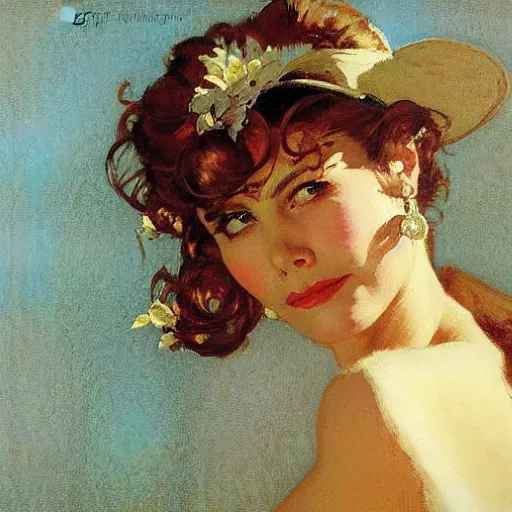Image similar to portrait of a beautiful woman, intricate, elegant, highly detailed, greg manchess, mucha, gil elvgren