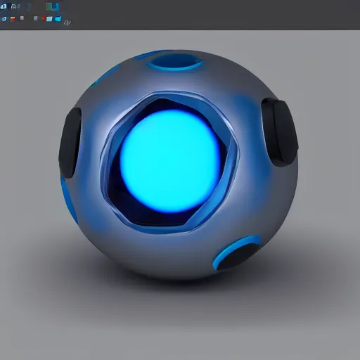 Image similar to a computer screen with a blue ball on it, a computer rendering by senior environment artist, trending on polycount, cubo - futurism, sketchfab, unreal engine 5, unreal engine