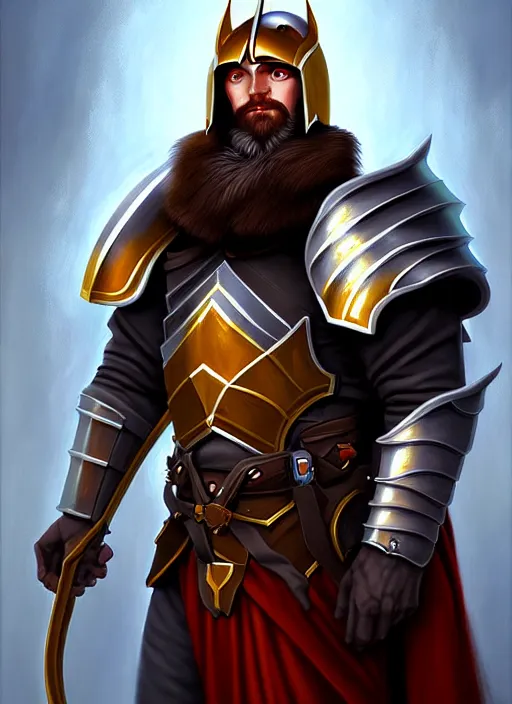 Image similar to a portrait of meoguard human male paladin!!, fantasy, dungeons and dragons, an ultrafine detailed painting, detailed painting, boris valejo.