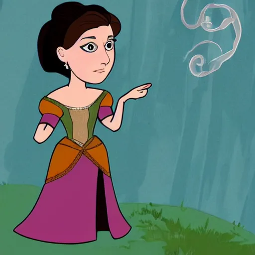 Image similar to rachel bloom as an animated princess looking for her prince with a medieval world with lots of disease and cruelty, digital art