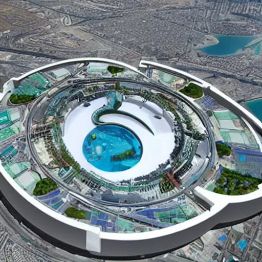 Image similar to arch vis of dubai city of the future named toilet land