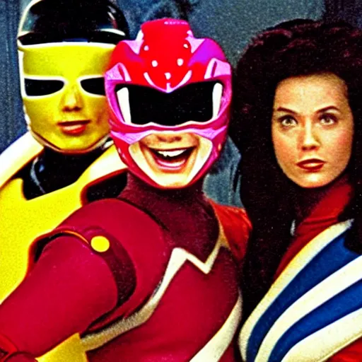 Prompt: Still image from a VHS tape of the 90s TV show Mighty Morbin Power Rangers: It's Morbin Time