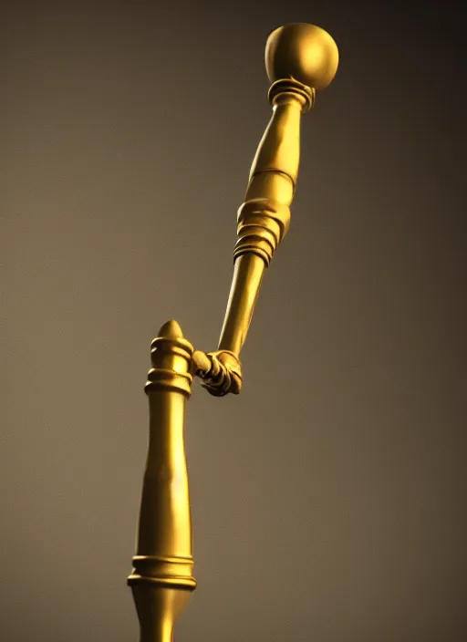 Image similar to a golden bo staff, hyperrealistic, unreal 5, dynamic lights, fidelity render