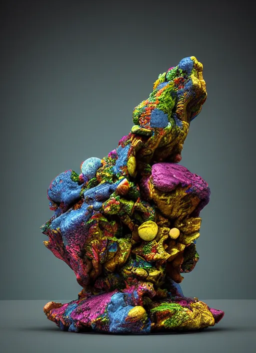 Image similar to 3D abstract resin miniature sculpture by Salvador Dali, psychedelic, abstractionism, realistic, 8K, Hyperrealism, Subsurface scattering, raytracing, Octane Render, Zbrush, simple background