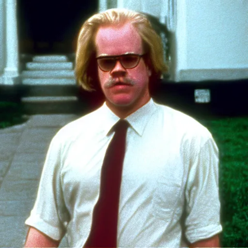 Prompt: philip seymour hoffman is joe biden, forest gump ( 1 9 9 2 ), cinematic shot