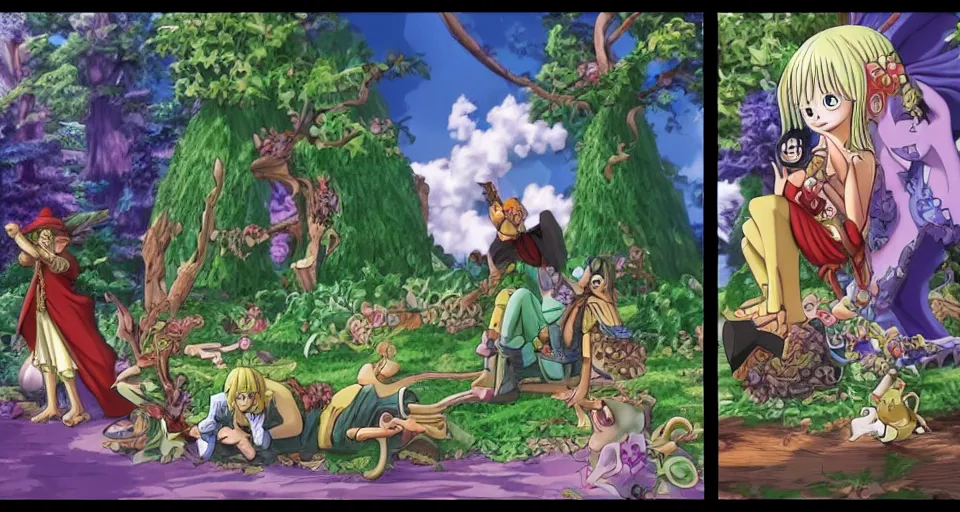 Image similar to Enchanted and magic forest, from One piece