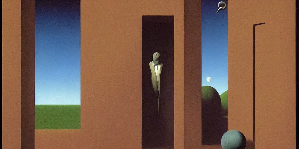 Prompt: A door that opens to another dimension by Richard Corben, by by René Magritte, surrealism, gothic, baroque