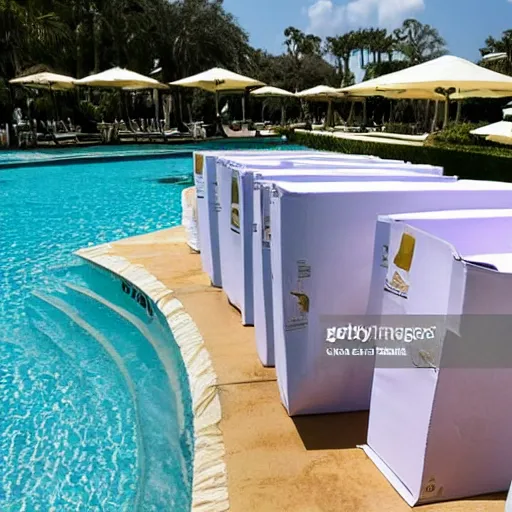 Image similar to “ cardboard boxes full of papers by the pool at the florida country club mar a lago, news photo, ap ”