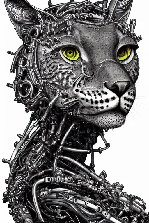 Image similar to detailed portrait artwork of a biomechanical lynx by subjekt zero