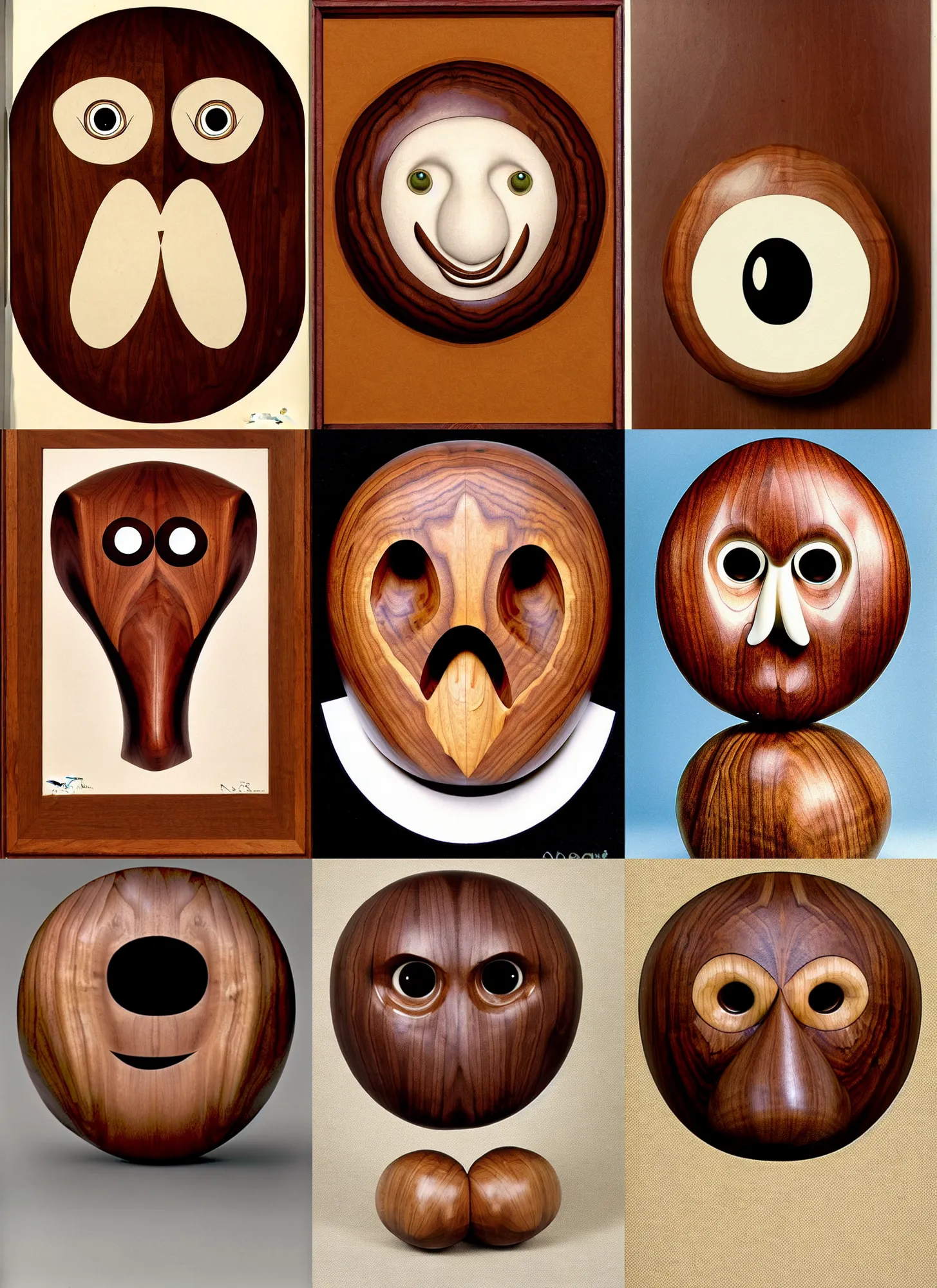 Prompt: a stern round large walnut with two stern eyes and a mouth without a nose, white background, by ron cobb