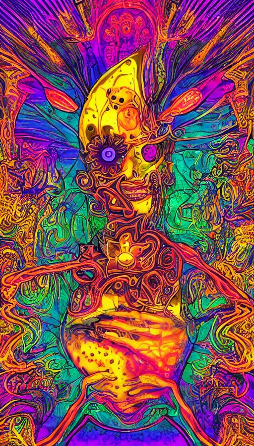 Prompt: psytrance artwork, by schizophrenia patient