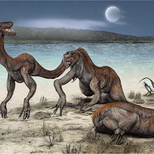 Image similar to jakapil realistic paleo art reconstruction