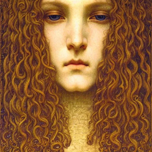 Image similar to detailed realistic face portrait of a beautiful young medieval queen by jean delville, art nouveau, symbolist, visionary, gothic