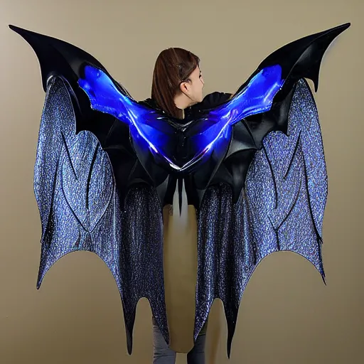 Image similar to pair of crystaline mechanical cybernetic bat - wings