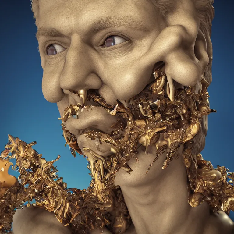 Prompt: octane render portrait by wayne barlow and carlo crivelli and glenn fabry and salvador dali and wes anderson, a futuristic ancient greek god of nachos, cinema 4 d, ray traced lighting, very short depth of field, bokeh