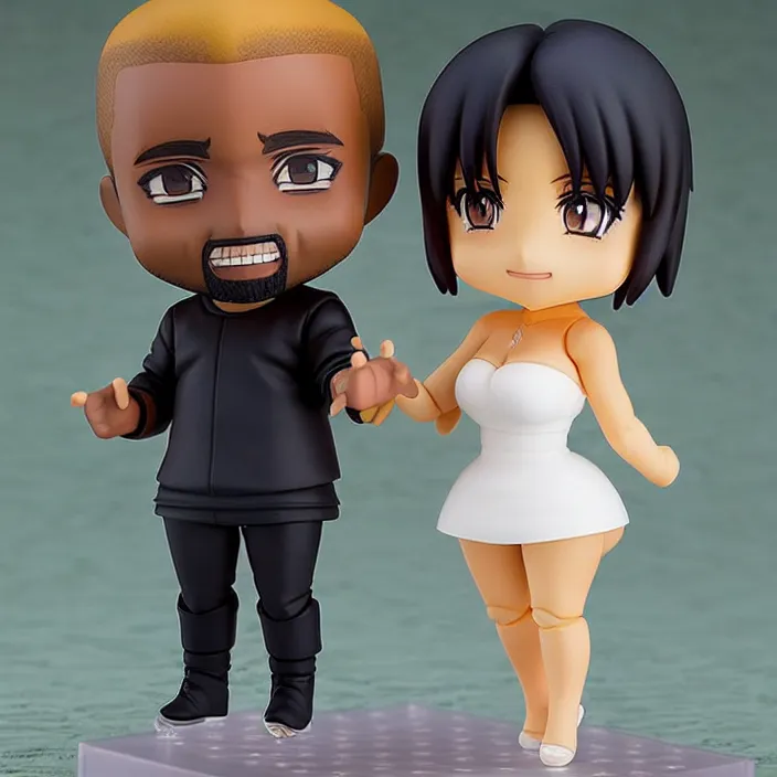 Prompt: anime nendoroid figurine of Kanye west And Kim Kardashian, fantasy, figurine