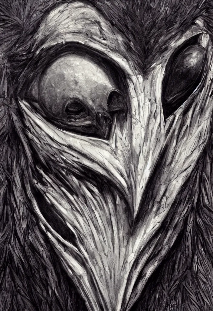 Image similar to a beautiful painting of a raven mask, by mark brooks, detailed drawing, concept art, stunning visuals, portrait