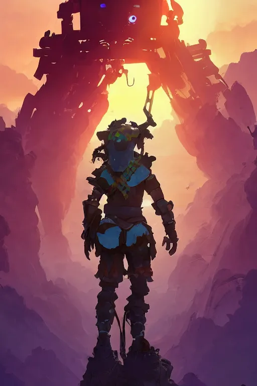 Image similar to combination suit armor aloy horizon forbidden west horizon zero dawn robot ninja mask helmet backpack tribal, art gta 5 comics, official fanart behance hd artstation by jesper ejsing, by rhads, makoto shinkai and lois van baarle, ilya kuvshinov, ossdraws radiating a glowing aura cgi rtx 2 0 2 2