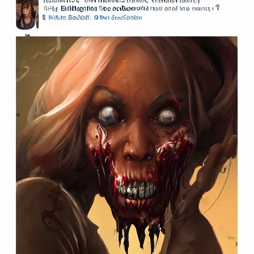 Image similar to zombie michelle obama geog darrow greg rutkowski