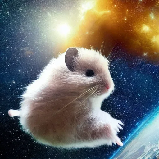 Prompt: Space missing, hamster in extinction, highly detail