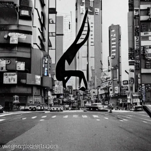 Image similar to gumby destroying tokyo in 1 9 6 5